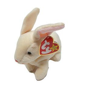 Ty Beanie Babies "Nibbler" Bunny Rabbit Plush 6" Beige With Tag 1999 Retired